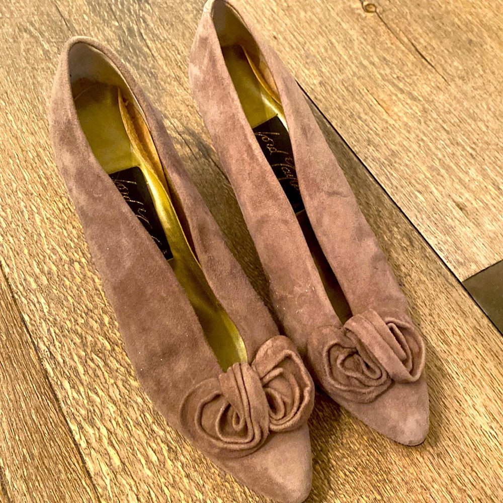 Lord & Taylor Taupe Suede Heels